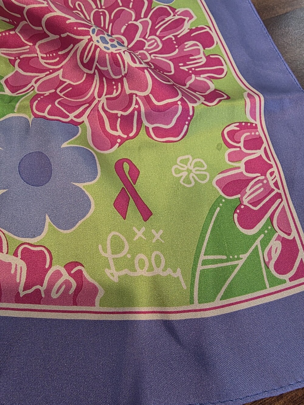 Lilly Pulitzer Breast Cancer Pink Floral Scarf 56" X 13" - Picture 3 of 6